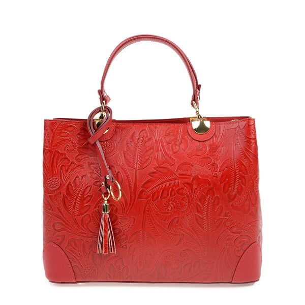 Crvena kožna torbica Carla Ferreri Floral
