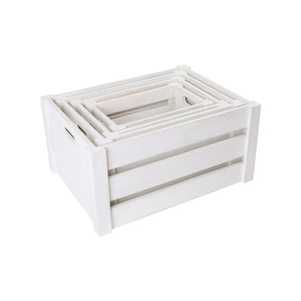 Set od 4 bijele drvene kutije Legler Smooth
