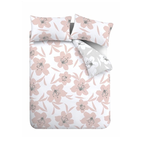 Ružičasta i bijela posteljina Catherine Lansfield Lily, 200 x 200 cm