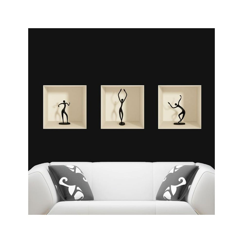 Set od 3 naljepnice s 3D efektom Ambiance Dancing Figures