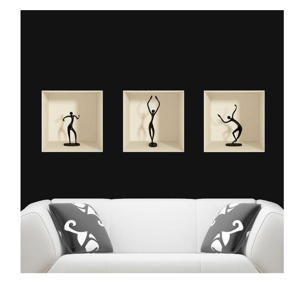 Set od 3 naljepnice s 3D efektom Ambiance Dancing Figures