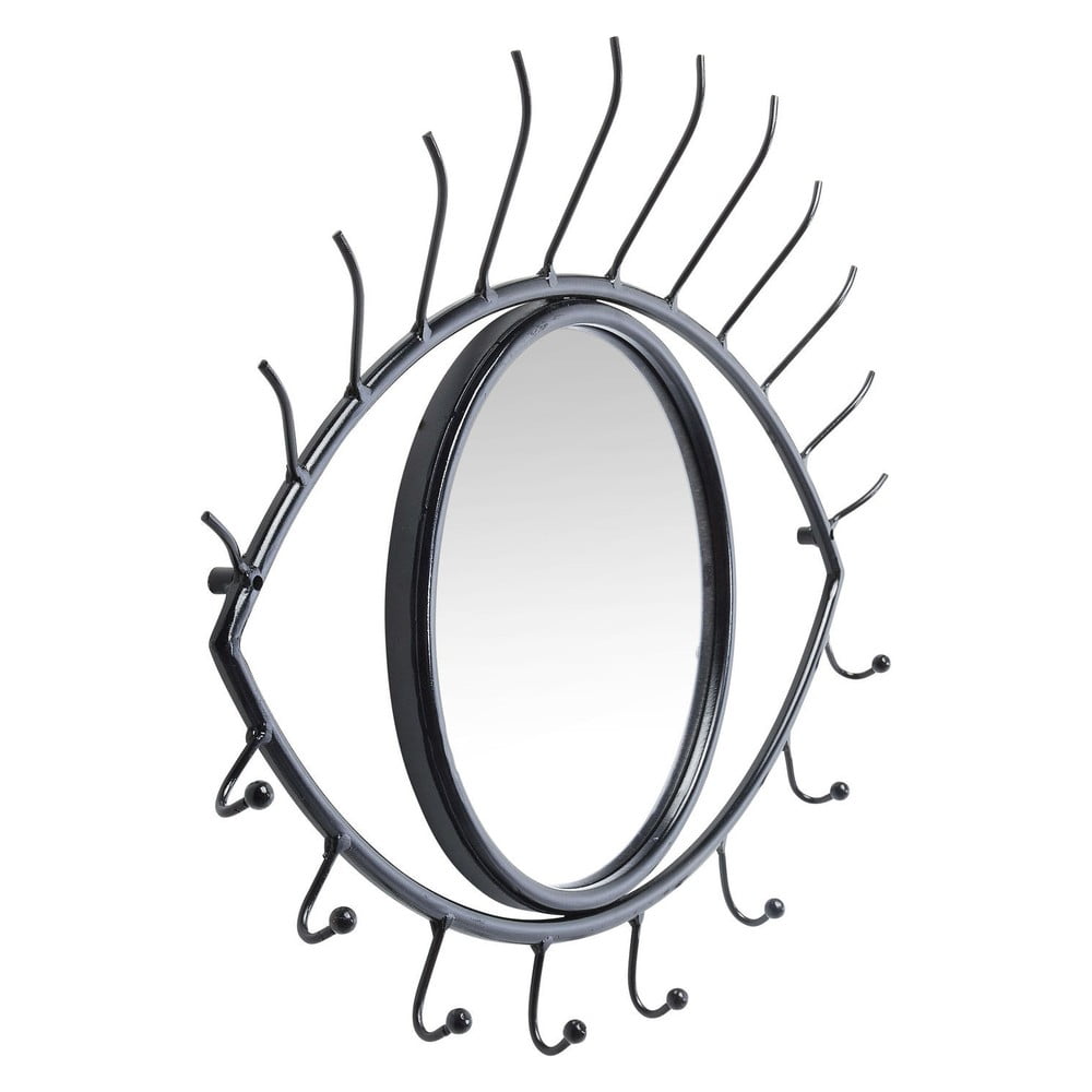 Metalna zidna vješalica s ogledalom Kare dizajn lišće ogledalo za oči, širina 41 cm