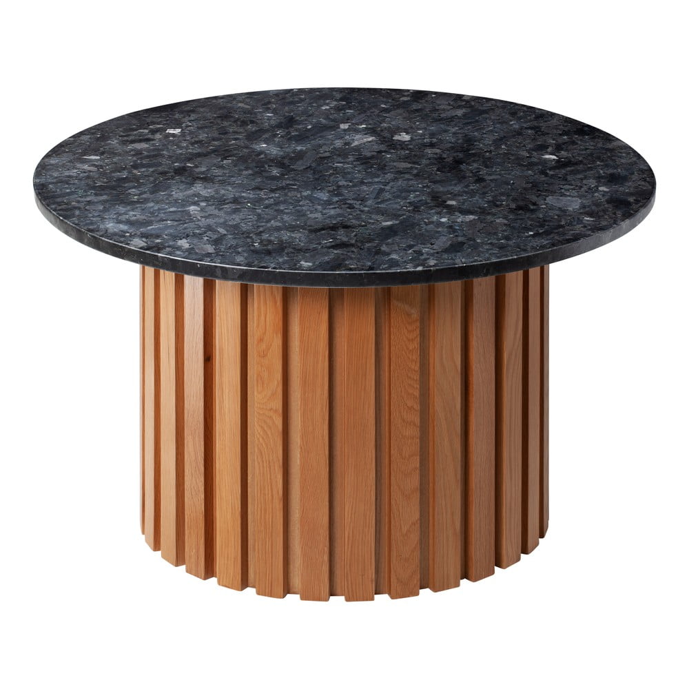Stolić za kavu od crnog granita s hrastovom bazom RGE Moon, ⌀ 85 cm