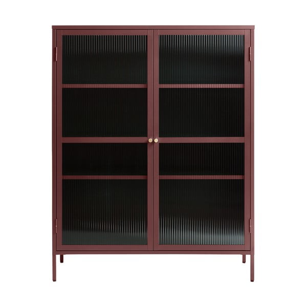 Crvena metalna vitrina Unique Furniture Bronco, visina 140 cm