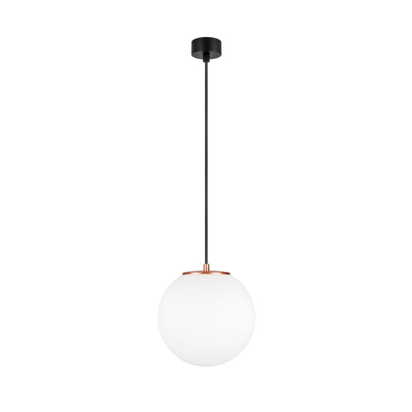 Bijela viseća svjetiljka s bakrenim grlom Sotto Luce TSUKI M, ⌀ 25 cm