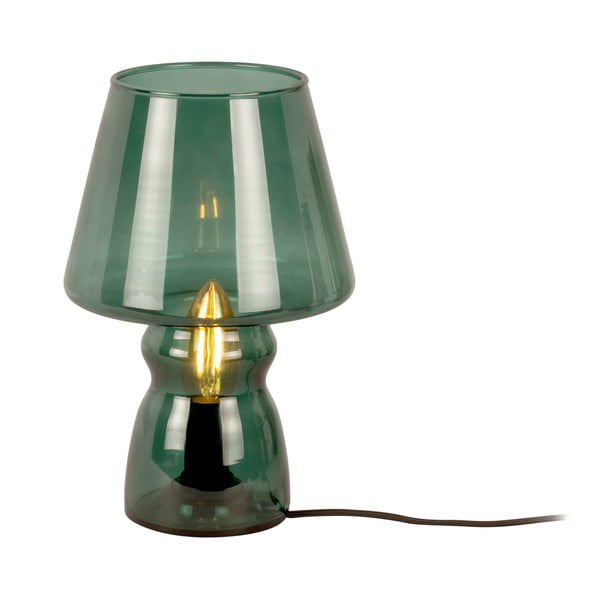Tamno zelena staklena stolna lampa Leitmotiv Glass, visina 25 cm