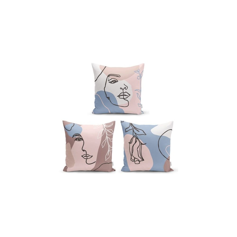 Set od 3 dekorativni premazi na jastucima Minimalistički jastuk pokriva minimalističku ženu, 45 x 45 cm