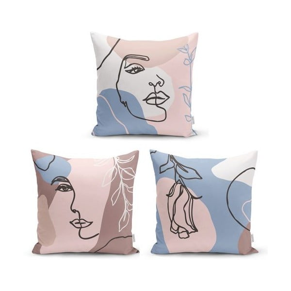 Set od 3 dekorativni premazi na jastucima Minimalistički jastuk pokriva minimalističku ženu, 45 x 45 cm