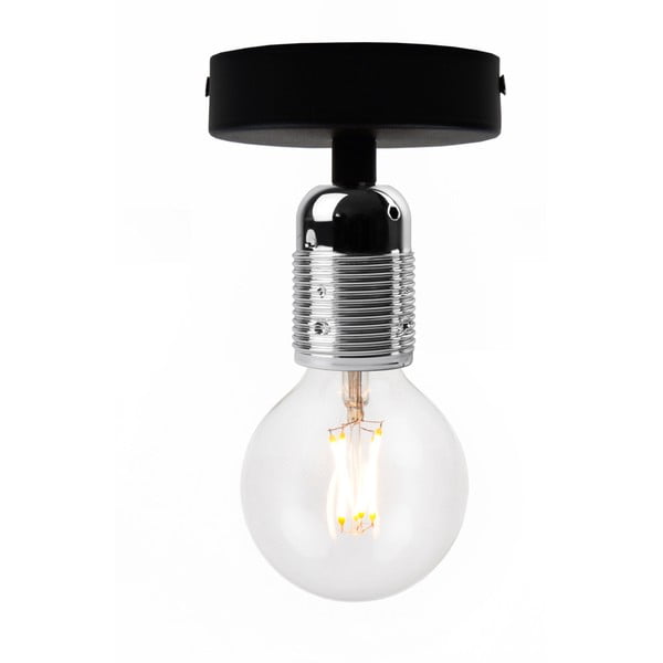 Crna stropna svjetiljka s srebrnim grlom Bulb Attact Uno Basic