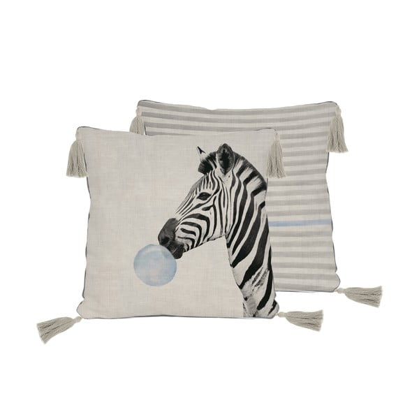 Sivi jastuk od mješavine lana Little Nice Things Zebra, 45 x 45 cm