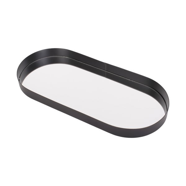 Crni pladanj sa ogledalom PT LIVING Oval, širina 18 cm