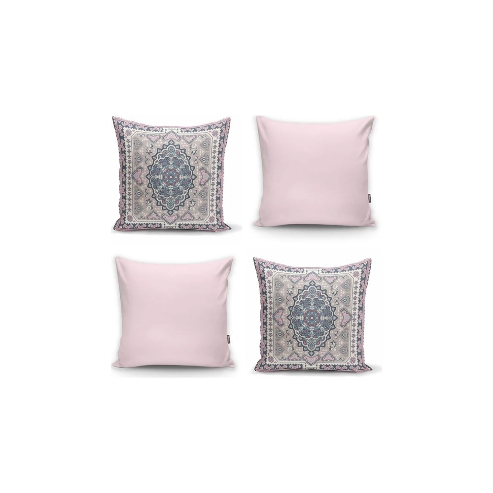 Set od 4 dekorativni premazi na jastucima minimalistički jastuk pokriva ružičastih etničkih, 45 x 45 cm