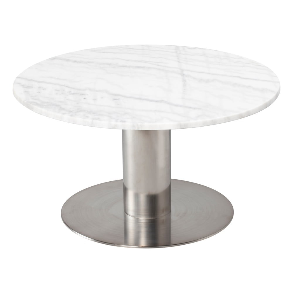 Stolić za kavu od bijelog mramora s postoljem u srebrnoj boji RGE Pepo, ⌀ 85 cm