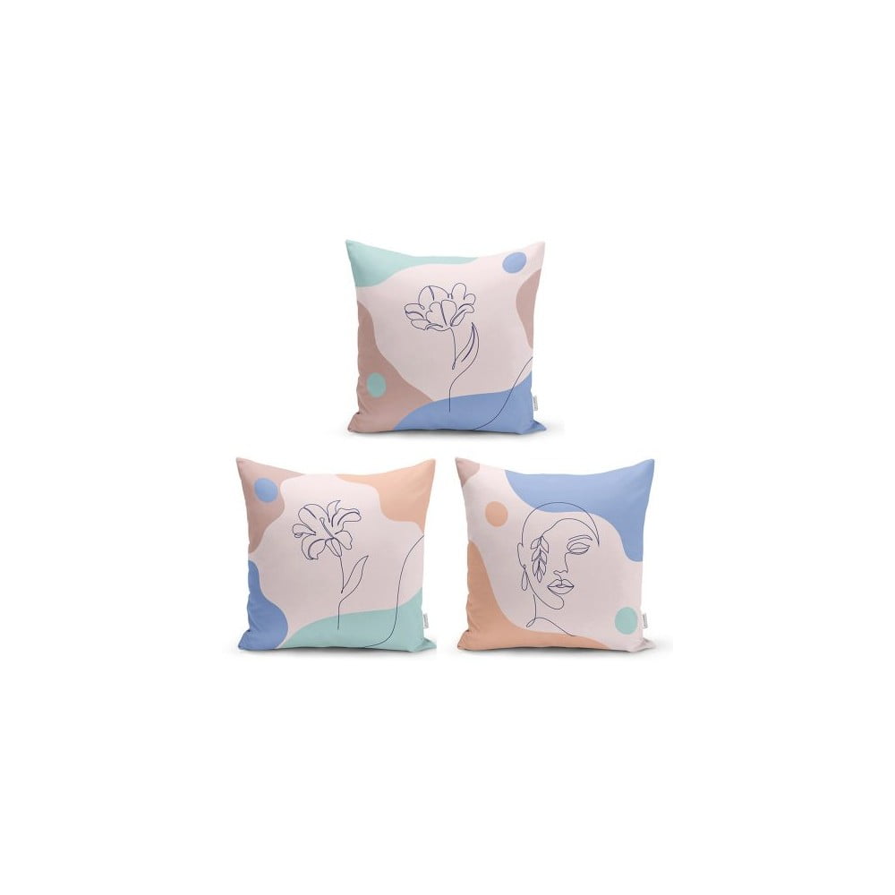 Skup od 3 dekorativni premazi na jastucima minimalistički jastuk pokriva šareni cvijet, 45 x 45 cm