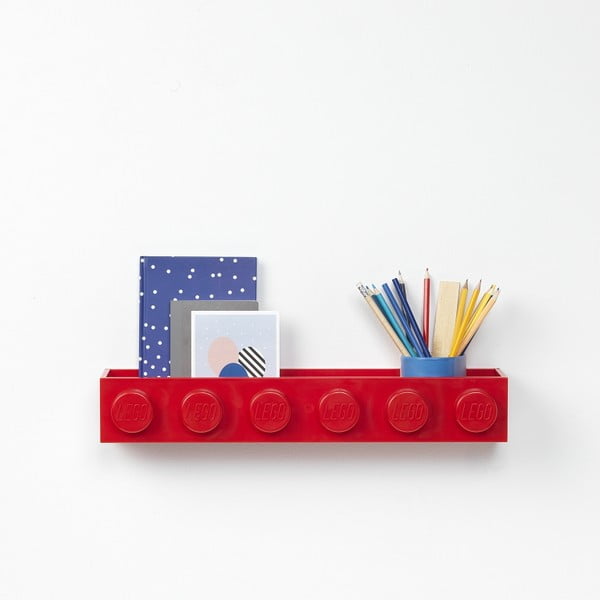 Dječja crvena zidna polica LEGO® Sleek