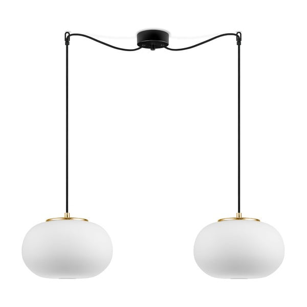 Bijela viseća svjetiljka s dva kraka sa zlatnim grlom Sotto Luce DOSEI