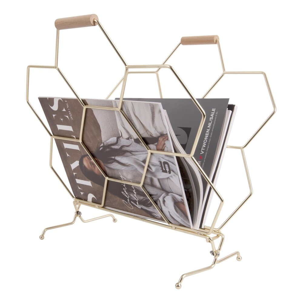 Metalni stalak za časopise zlatni PT LIVING Honeycomb