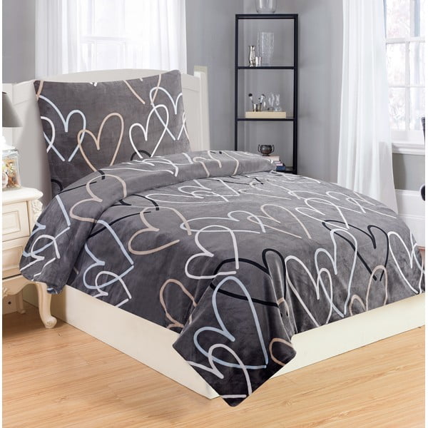 Siva mikroplišana posteljina za krevet za jednu osobu My House Love, 140 x 200 cm