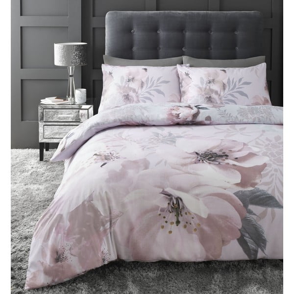 Roza posteljina Linen Catherine Lansfield Dramatic Floral, 135 x 200 cm