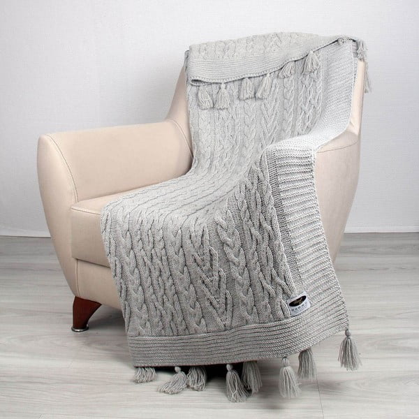 Sivi pokrivač za krevet Daniela, 130 x 170 cm