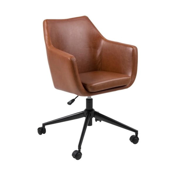 Smeđa uredska stolica od umjetne kože s kotačima Actona Nora