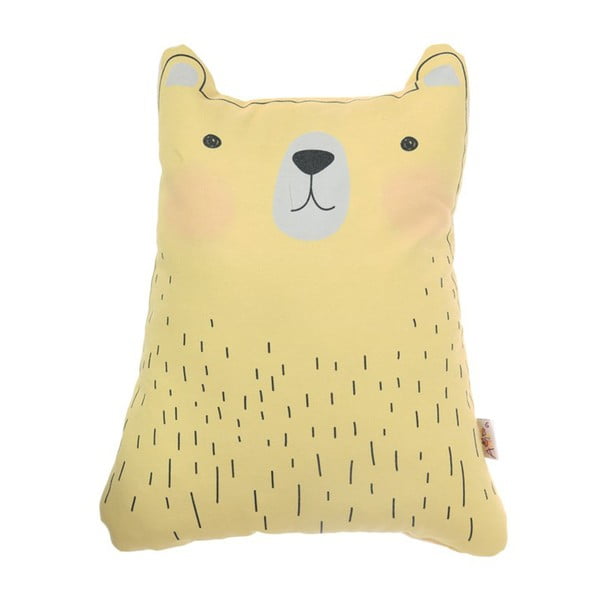 Žuti pamučni dječji jastuk Mike & Co. NEW YORK Pillow Toy Bear Cute, 22 x 30 cm