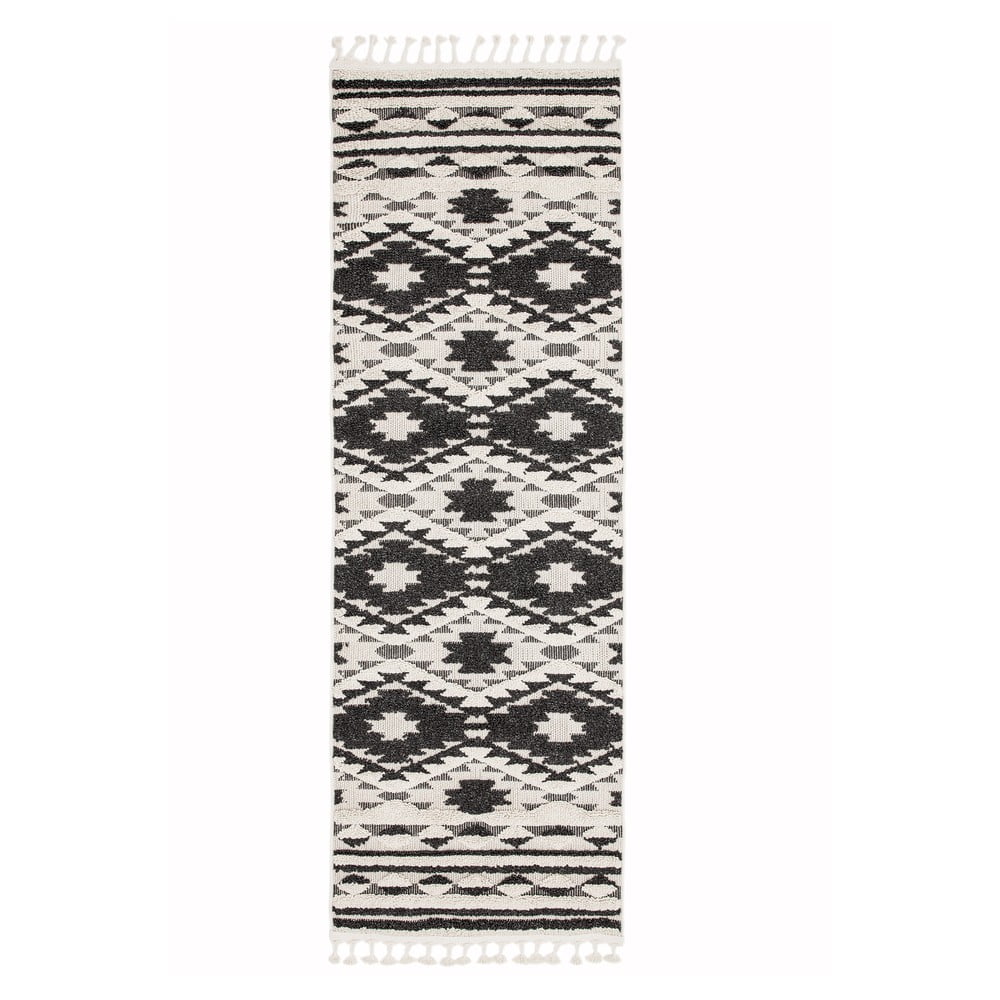 Crno-bijeli tepih Asiatic Carpets Taza, 80 x 240 cm