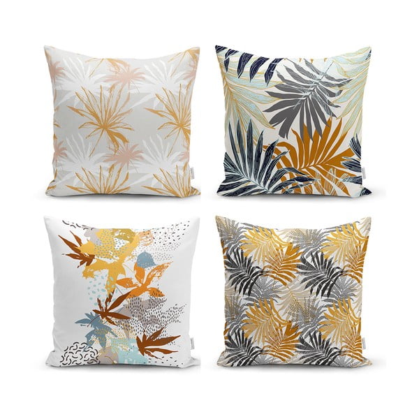 Set od 4 dekorativni premazi na jastucima Minimalistički jastuk pokriva jesen lišće, 45 x 45 cm