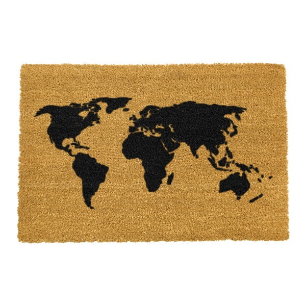 Otirač od prirodnog kokosovog vlakna Artsy Doormats World Map, 40 x 60 cm