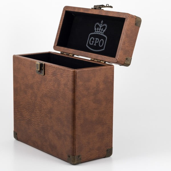 Smeđi kofer za vinil ploče GPO Vinyl Case