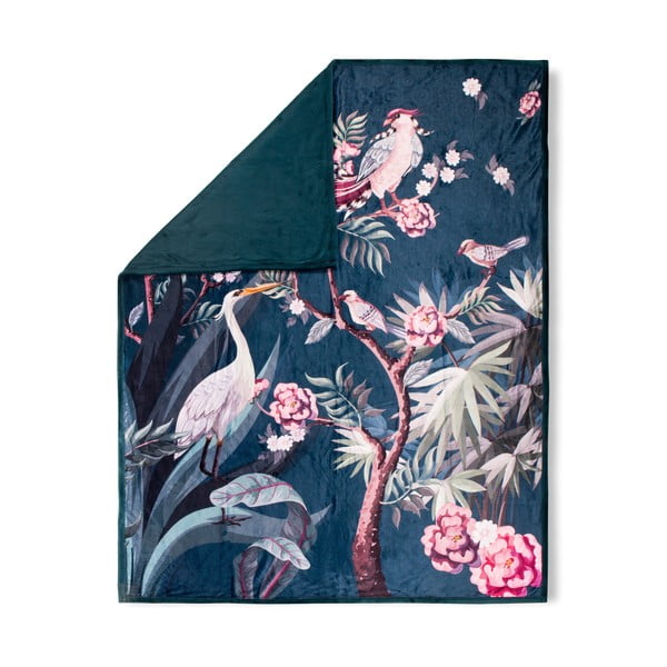 Tamnoplava obostrana deka Descanso Sarenza, 130 x 160 cm