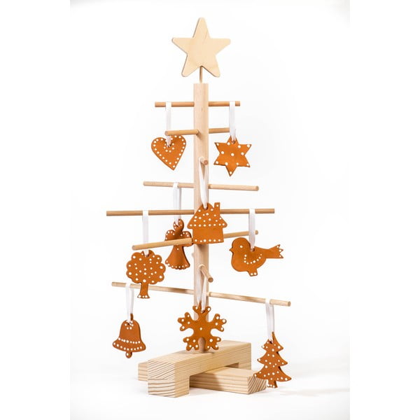 Set drvenog božićnog drvca i 14 ukrasa od terakote Nature Home Xmas Set