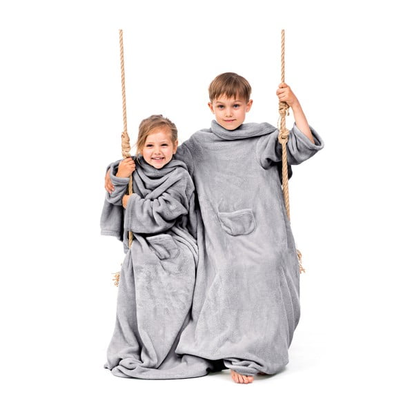 Siva dječja deka s rukavima DecoKing Lazykids