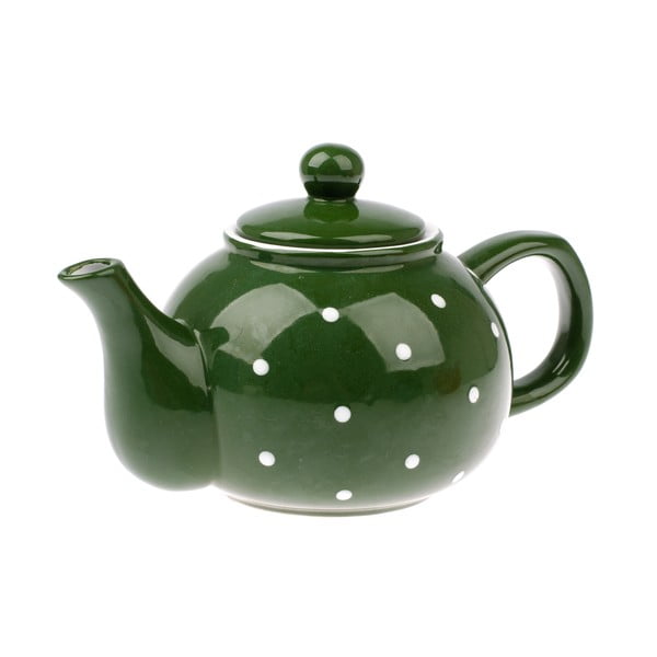 Zeleni keramički čajnik Dakls Dots, 1 l
