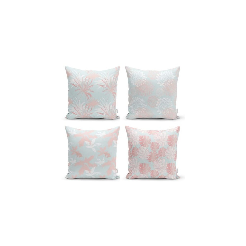 Set od 4 dekorativni premazi na jastucima Minimalistički jastuk pokriva plavo lišće, 45 x 45 cm