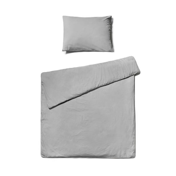 Svijetlo siva posteljina od stonewashed pamuka Le Bonom, 140 x 200 cm