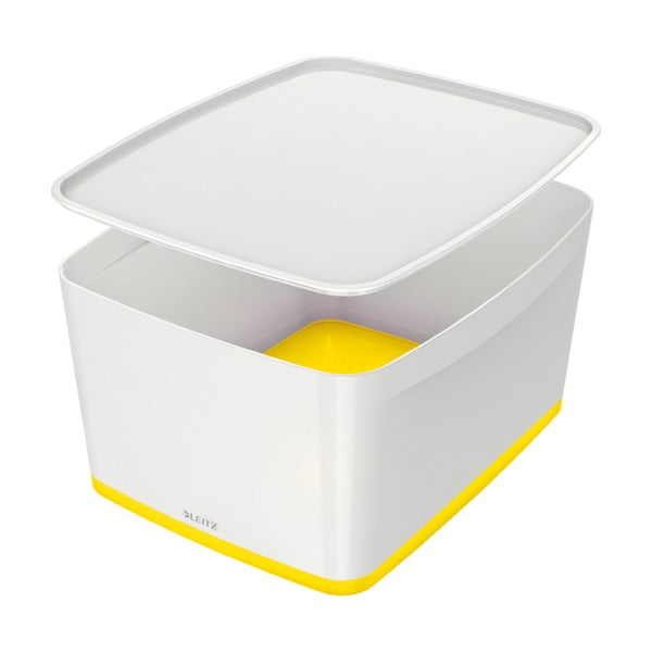 Bijelo-žuta kutija s poklopcem Leitz Office, volumen 18 l