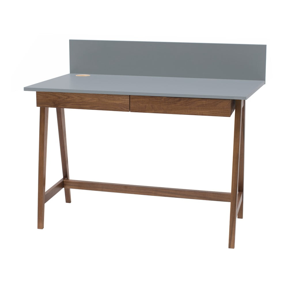 Sivi radni stol s podnožjem od jasena Ragaba Luka Oak, duljina 85 cm