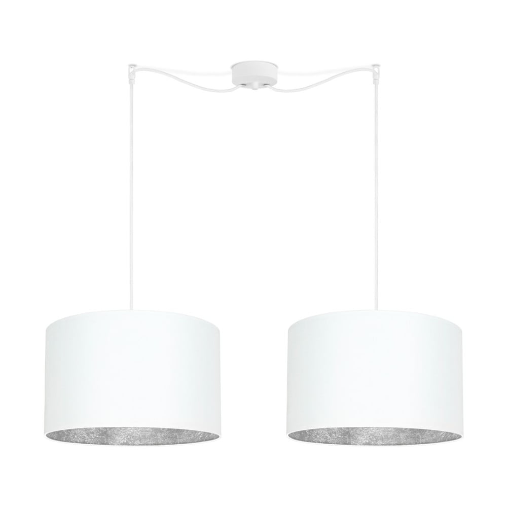 Bijela dupla stropna svjetiljka s unutarnjom stranom srebrene boje Sotto Luce Mika