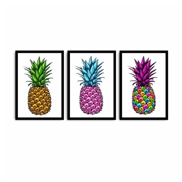 Trodijelna slika Pineapple, 109 x 50 cm