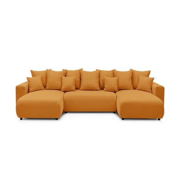 Senf žuti kauč ​​na razvlačenje od samta u obliku slova "U" Bobochic Paris Envy