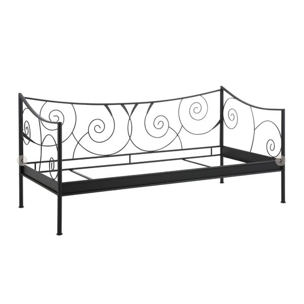 Crni metalni krevet Støraa Isabelle, 90 x 200 cm