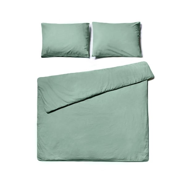 Mint zelena posteljina za bračni krevet od stonewashed pamuka Le Bonom, 200 x 220 cm