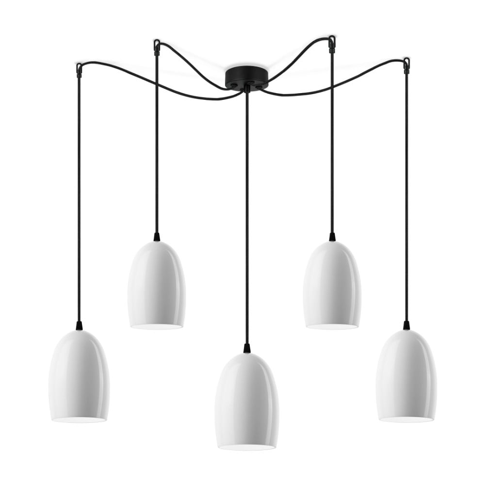Bijela sjajna stropna svjetiljka s crnim kablom Sotto Luce Ume
