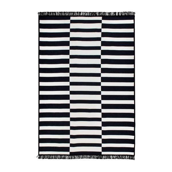 Crno-bijeli obostrani tepih Poros, 80 x 150 cm