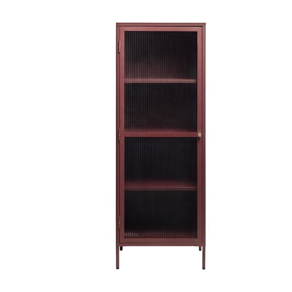Crvena metalna vitrina Unique Furniture Bronco, visina 160 cm