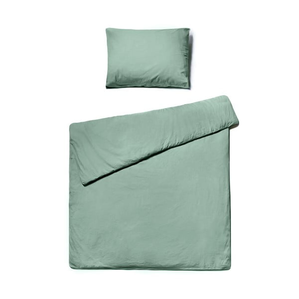 Mint zelena posteljina za krevet za jednu osobu od stonewashed pamuka Le Bonom, 140 x 200 cm