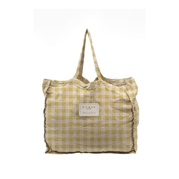 Platnena torba za kruh Linen Couture Linen Bag Yellow Vichy