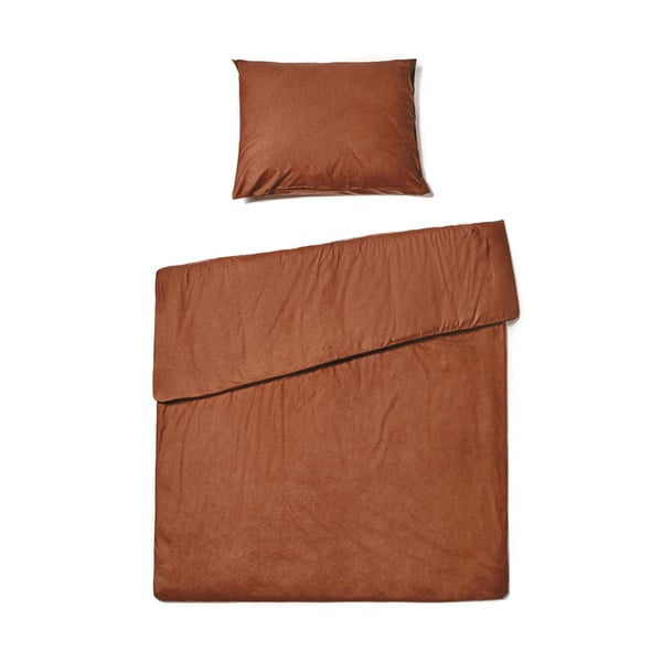 Kesten smeđa posteljina za krevet za jednu osobu od stonewashed pamuka Bonami Selection, 140 x 220 cm