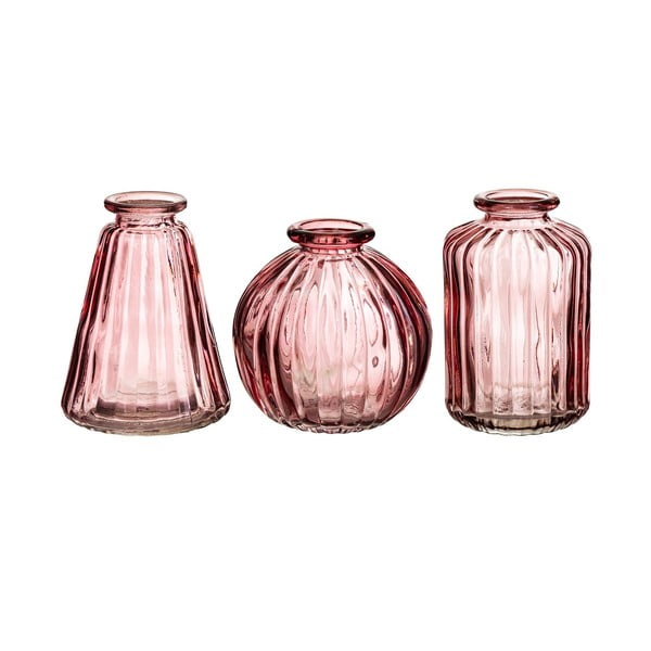Set od 3 staklene ružičaste vaze Sass & Belle Bud